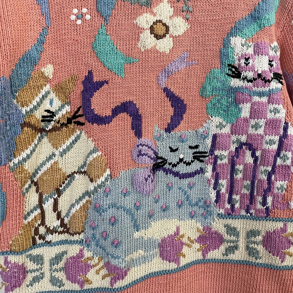 BEREK VINTAGE CAT Cardigan Sweater WOMEN'S SIZE Large Ribbon - Picture 3 of 8